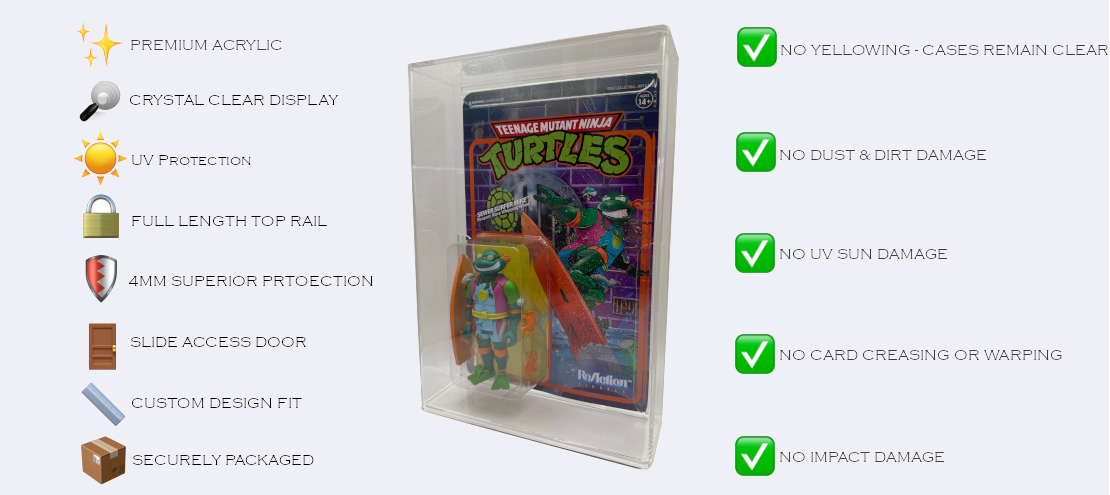 Custom-fitted Display Armour cases provide a perfect showcase for your action figures, keeping them in pristine condition