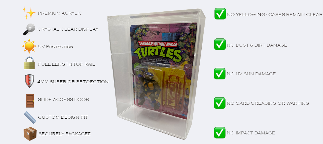 Display Armour cases feature 4mm thick acrylic and UV protection, offering maximum durability and safeguarding your action figures from fading or damage.