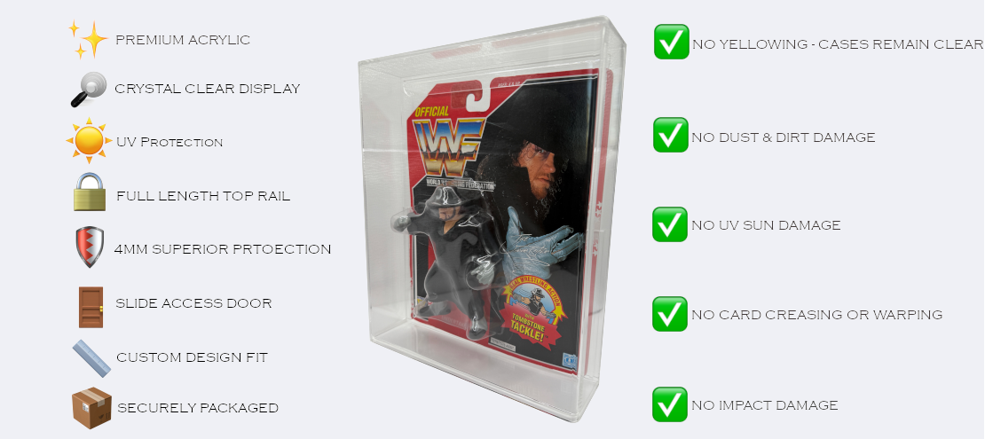 Display Armour Cases feature Grade A acrylic, ensuring no yellowing and no UV sun damage, preserving your collectibles for years.