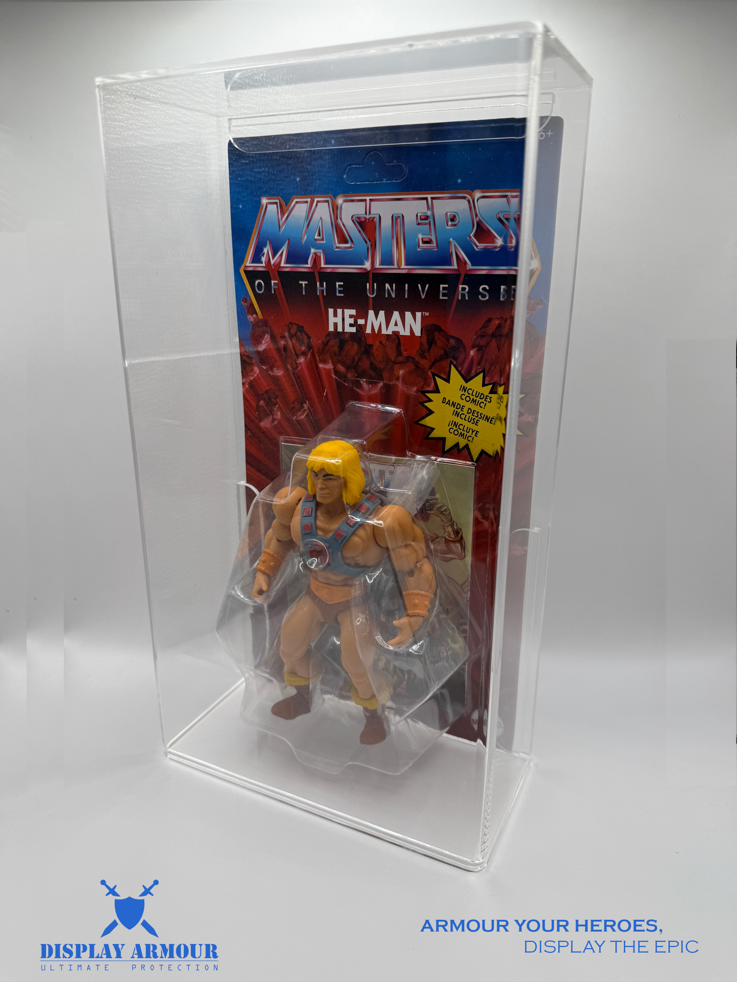 Masters of the Universe by Mattel Action Figure Display Case - Securely displays your MOTU collection with UV protection and 4mm thickness.