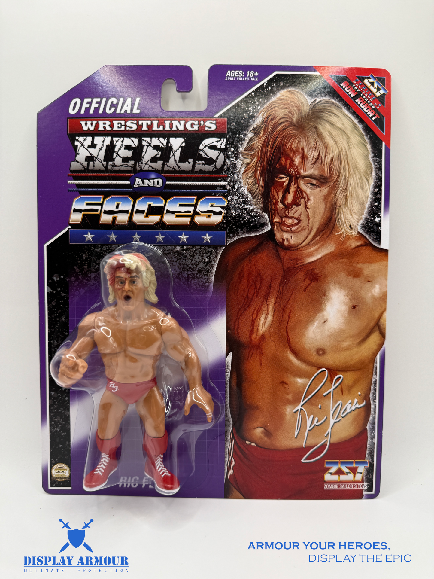 Ric Flair Heels and Faces action figure by Zombie Sailor Toys, featuring detailed sculpting, classic wrestling attire, and premium packaging.