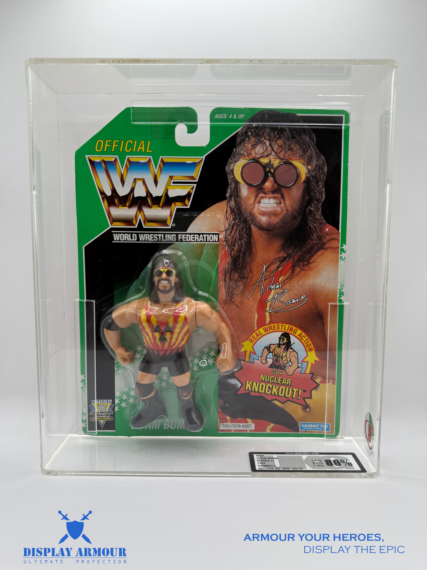 WWF Hasbro Adam Bomb Action Figure - UKG 80 Graded - Front View