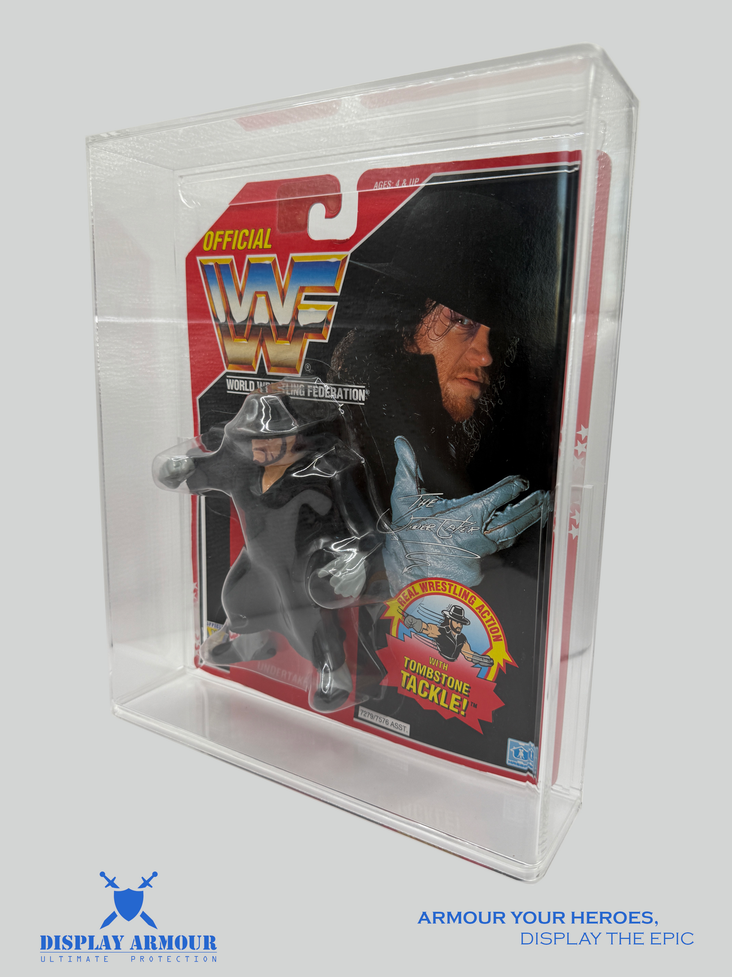 WWF Hasbro The Undertaker Series 8 Action Figure in Display Armour Case - Side View - Premium Protection