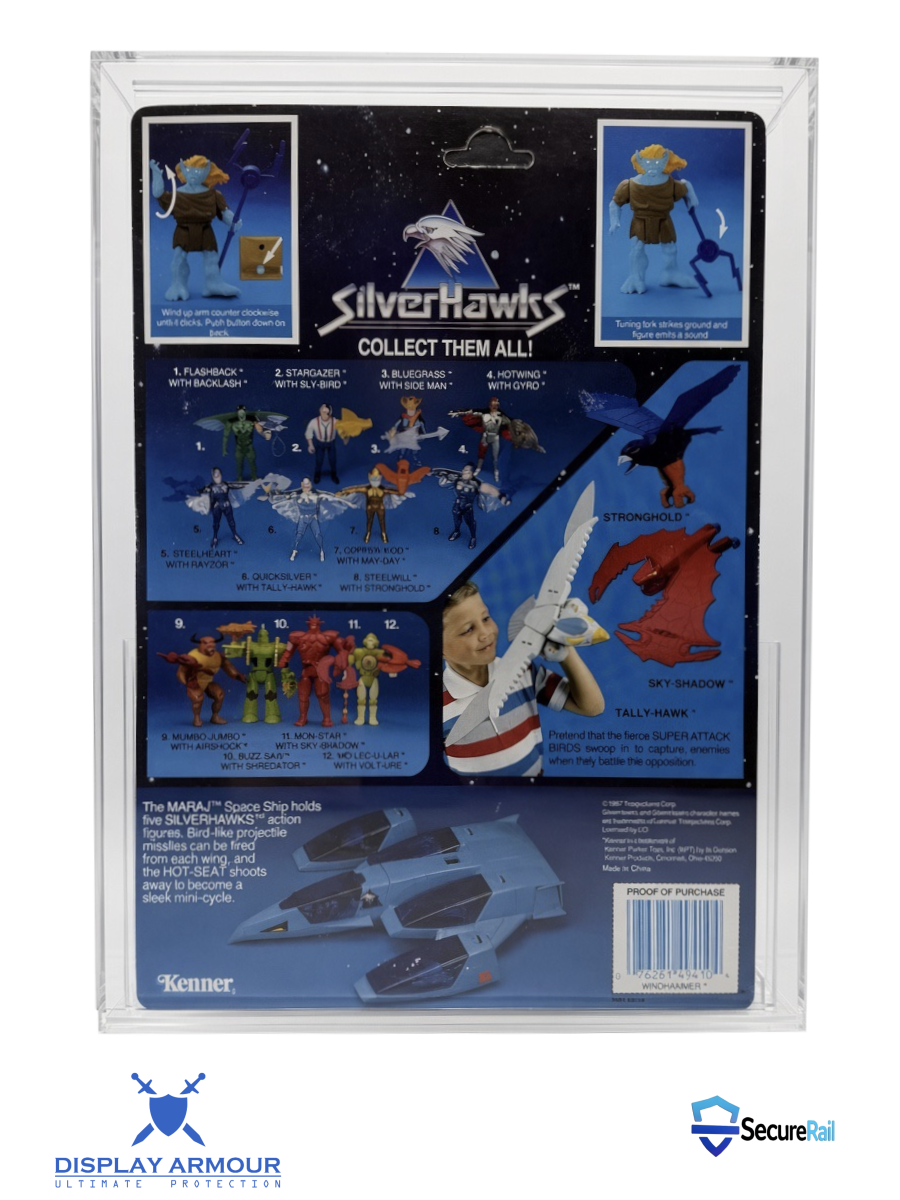 SilverHawks Acrylic Display Case – Vintage Kenner MOC Action Figure UV Protector