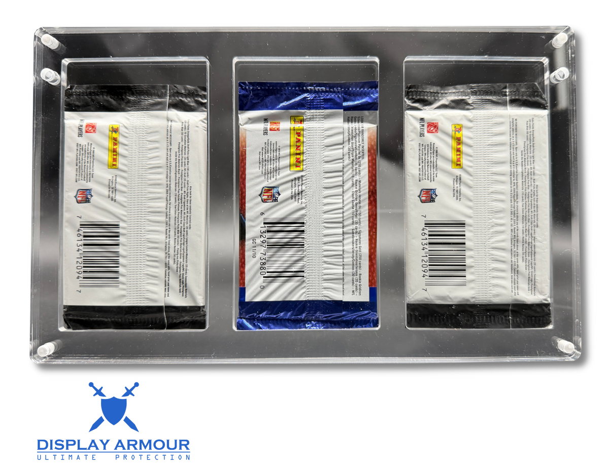 Trading Card Booster Pack Acrylic Display Case – 3 Pack