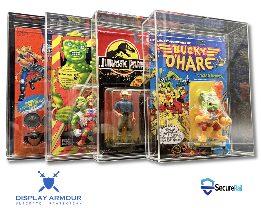 Acrylic display cases for Ghostbusters, TMNT, WWF Hasbro and Star Wars loose action figures