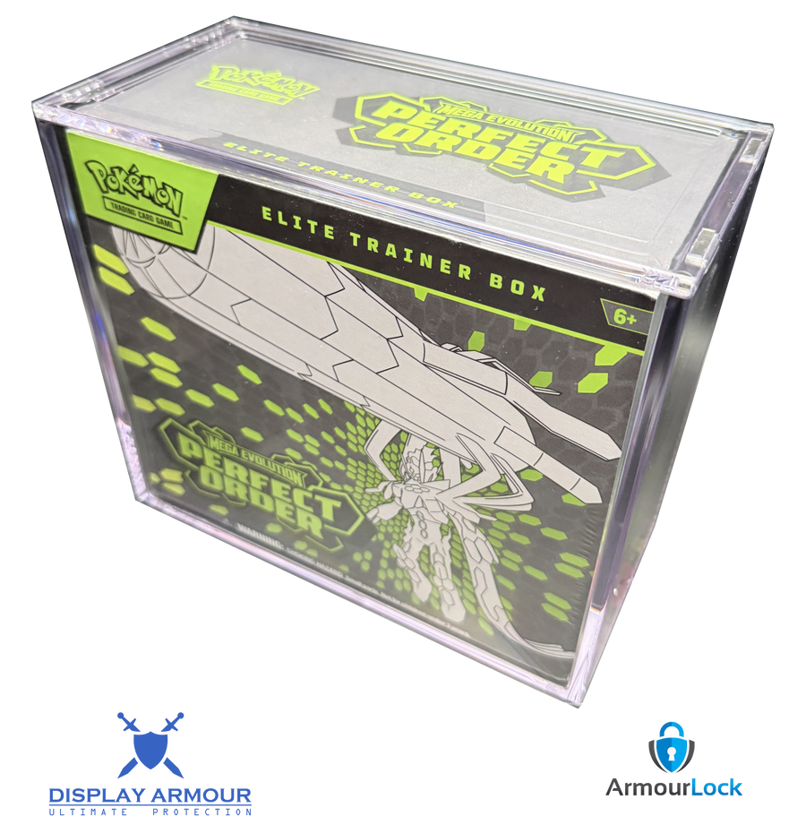 Pokémon Elite Trainer Box acrylic display case by Display Armour with UV protection and ArmourLock security system