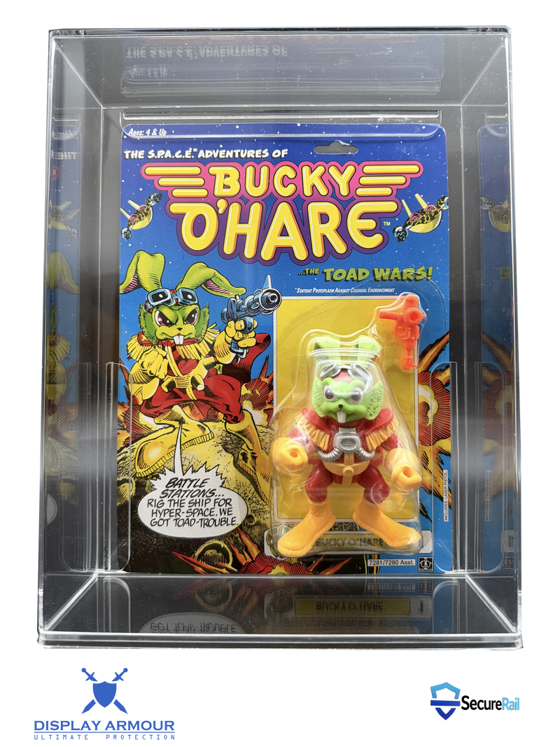 Bucky O’Hare acrylic display case for MOC action figures by Display Armour with UV protection and SecureRail system