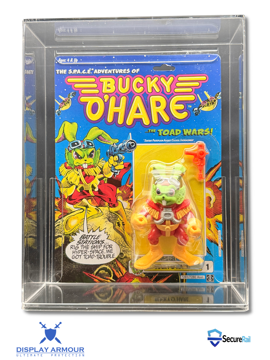 Bucky O’Hare acrylic display case for MOC action figures by Display Armour with UV protection and SecureRail system