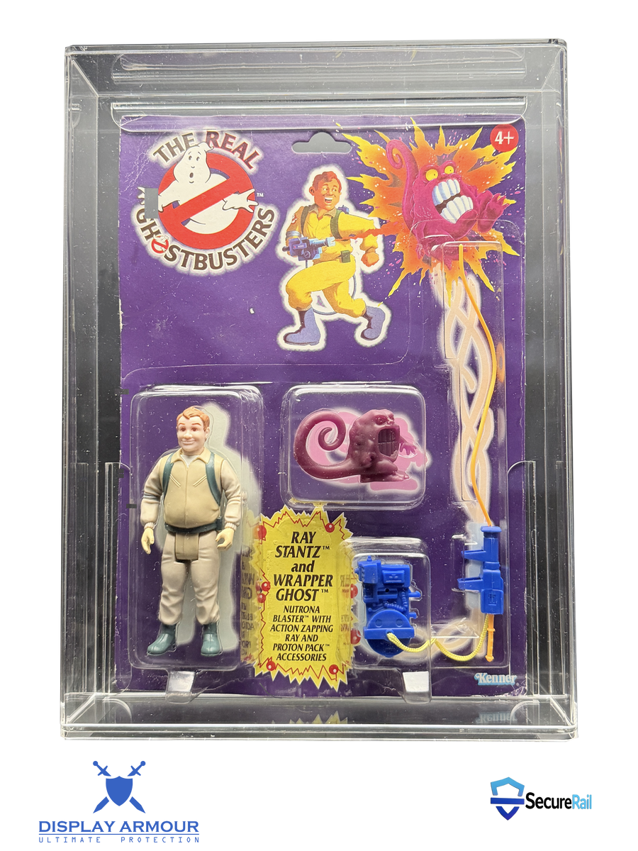 Real Ghostbusters Kenner MOC action figure in Display Armour acrylic display case with UV protection and SecureRail technology