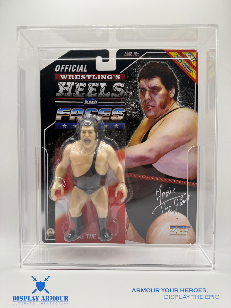 Heels and Faces UV acrylic display cases by Display Armour — premium 4mm UV-protected acrylic cases designed for Zombie Sailor Toys figures, offering perfect mint-on-card fit, clarity, and long-term display protection.