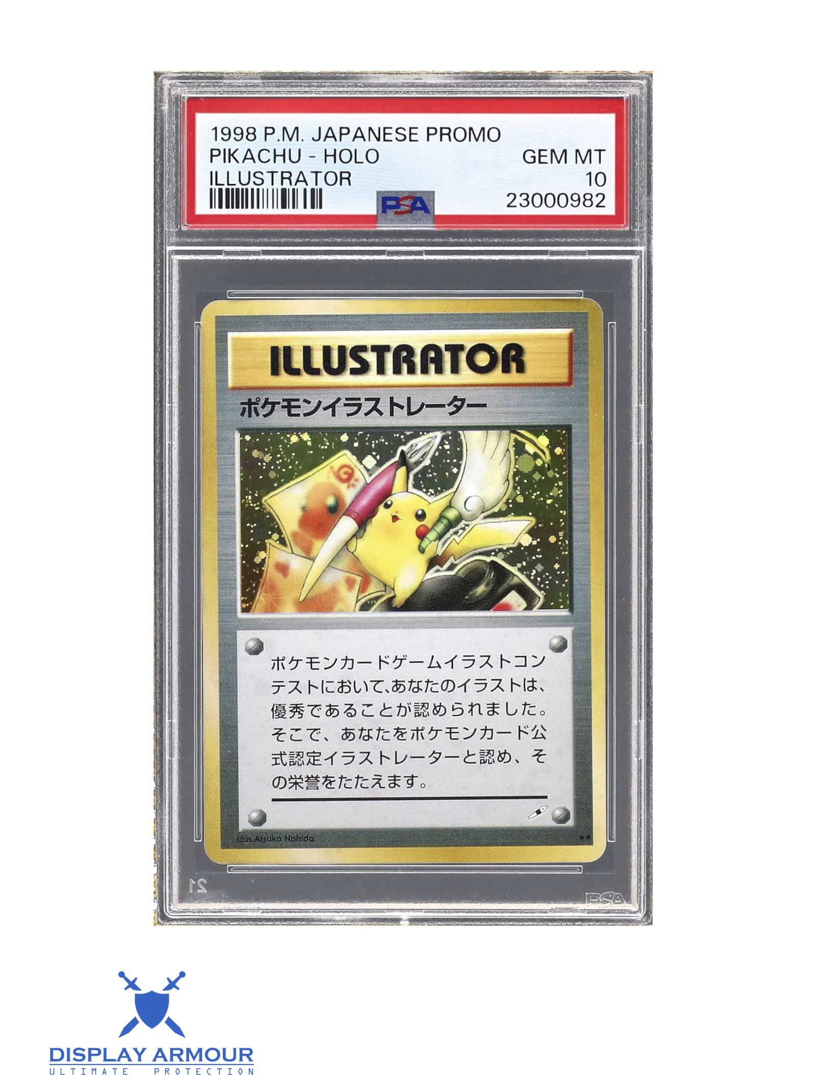 1998 Japanese Pikachu Illustrator Pokémon promo card in a PSA Gem Mint 10 slab