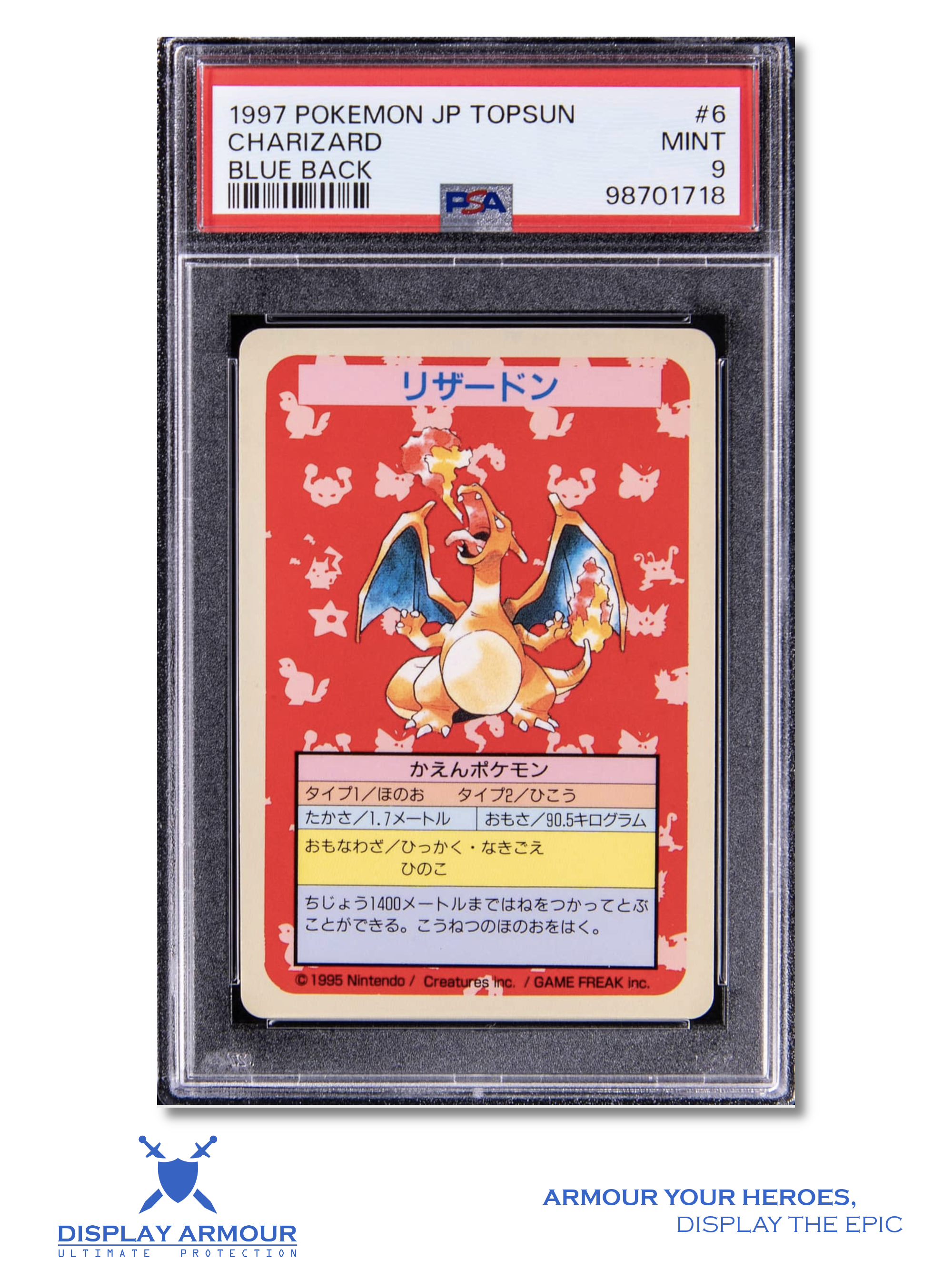 Charizard Topsun Blue Back, 1997 Topsun Pokémon card