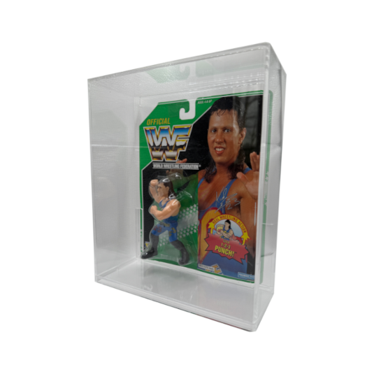 123 Kid WWF Hasbro Series 11 action figure displayed in an extra deep Display Armour case, showcasing the figure’s details and protective features