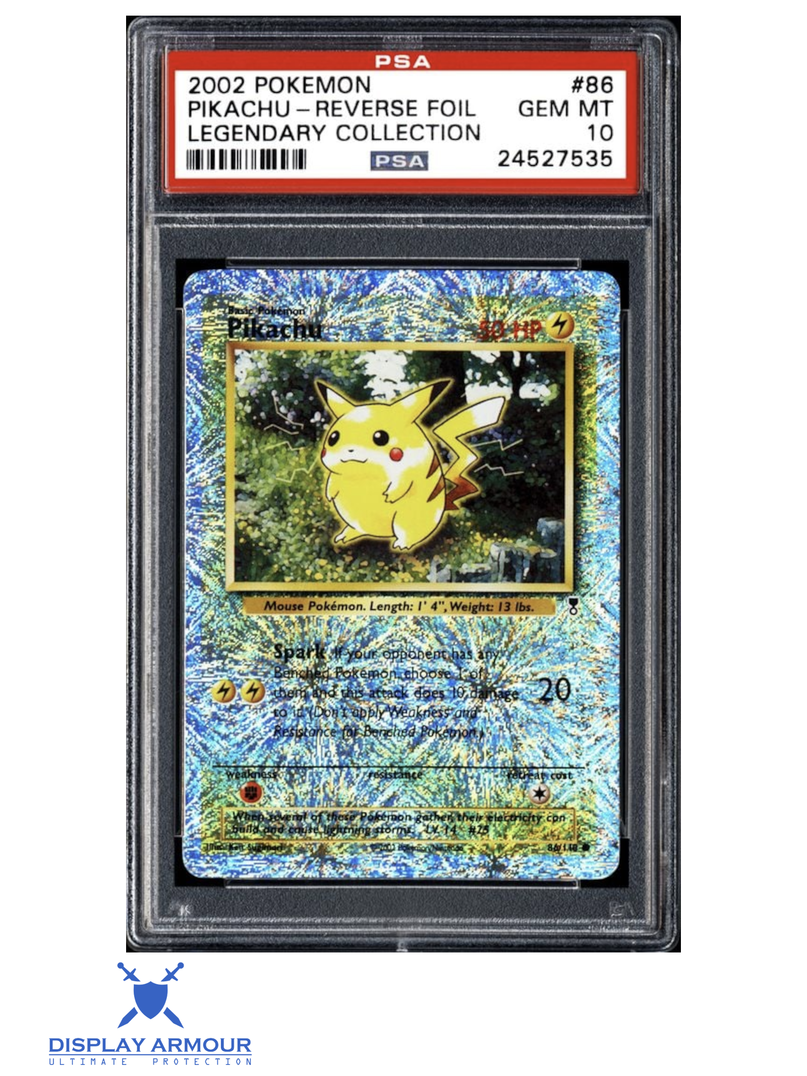 Auction photograph of Pikachu Reverse Holo 86/110, Legendary Collection Pokémon card