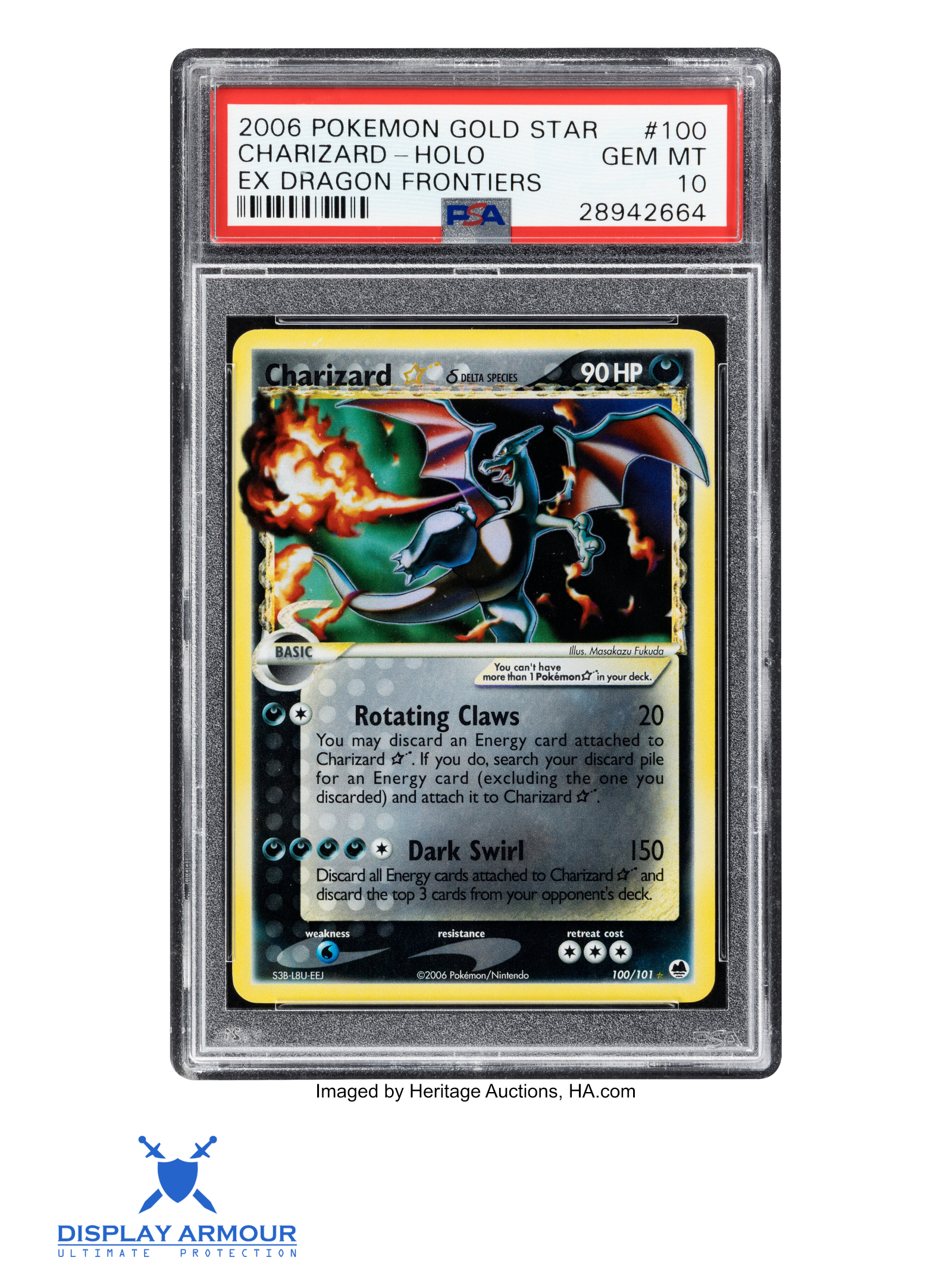 Auction photograph of Charizard Gold Star, EX Dragon Frontiers Pokémon card