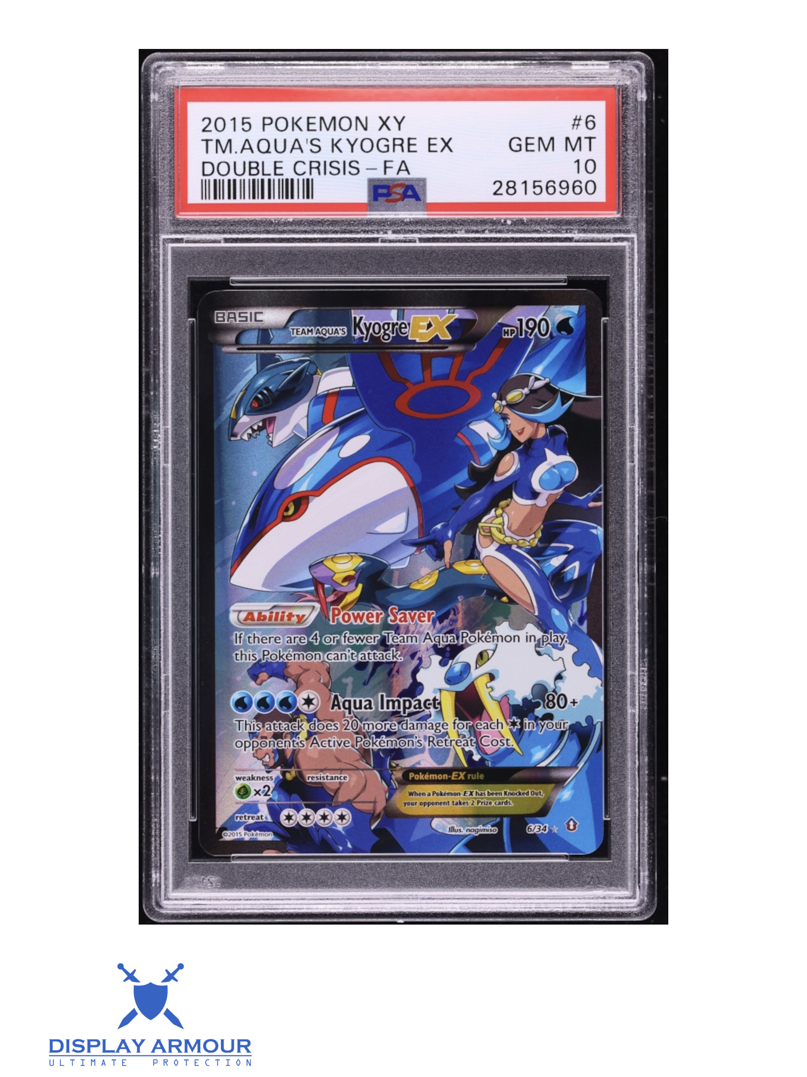 Auction photograph of Team Aqua’s Kyogre EX Full Art 6/34, Double Crisis Pokémon card