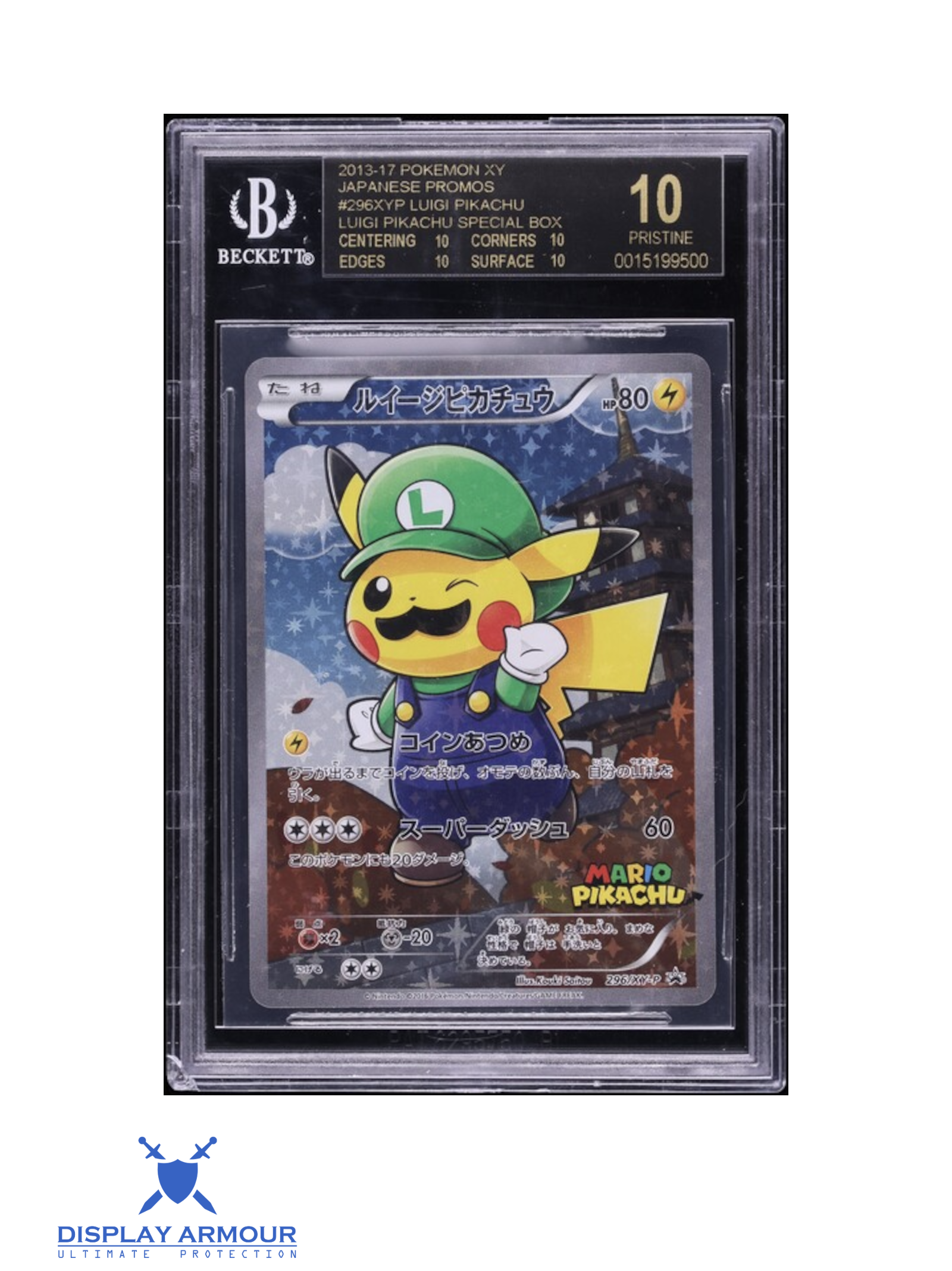 Auction photograph of Luigi Pikachu Full Art, 296/XY-P Promo Pokémon card