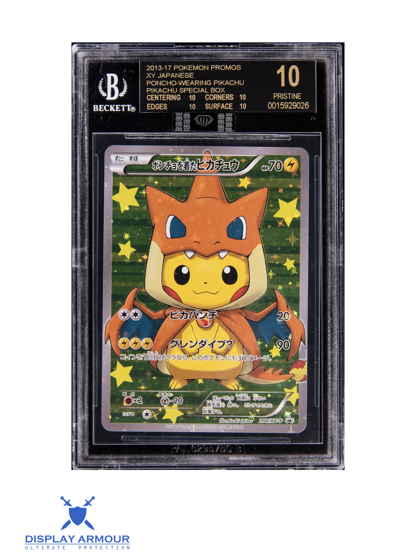 Poncho-Wearing Pikachu, Mega Charizard Y, 2016 Japanese promo, 208/XY-P Pokémon card