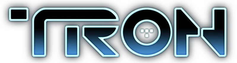 TRON logo with a gradient effect on a black background