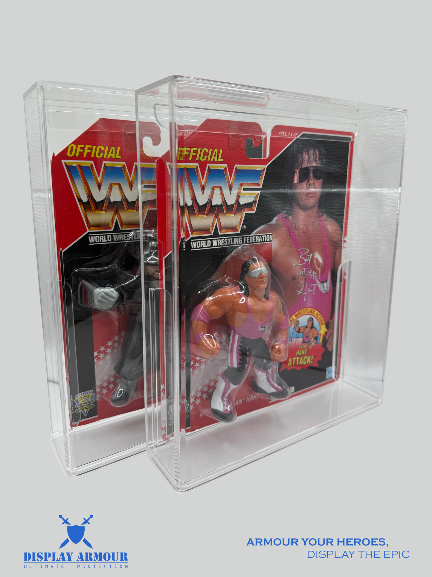 WWF Hasbro Acrylic Display Case for Single Action Figures | UV Protection, Slide Bottom, Crystal Clear by Display Armour