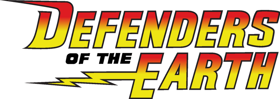 Logo of 'Defenders of the Earth' with red, yellow, and black colors on a white background.