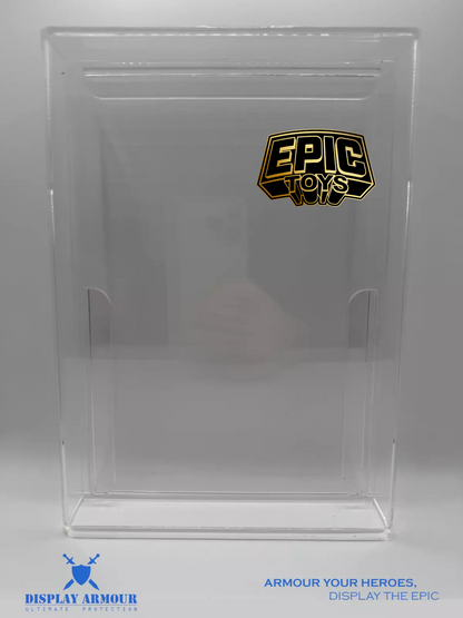 Display Armour display case for Epic Toys action figures, featuring premium 4mm acrylic for crystal-clear visibility, UV protection, and a sleek, durable design to safeguard your collectibles.