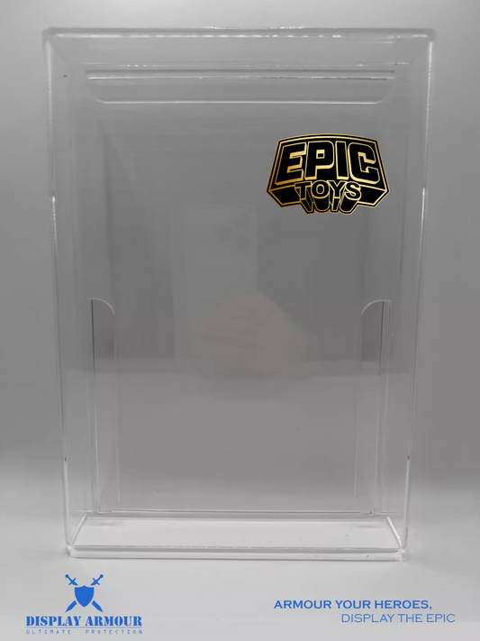 Display Armour display case for Epic Toys action figures, featuring premium 4mm acrylic for crystal-clear visibility, UV protection, and a sleek, durable design to safeguard your collectibles.