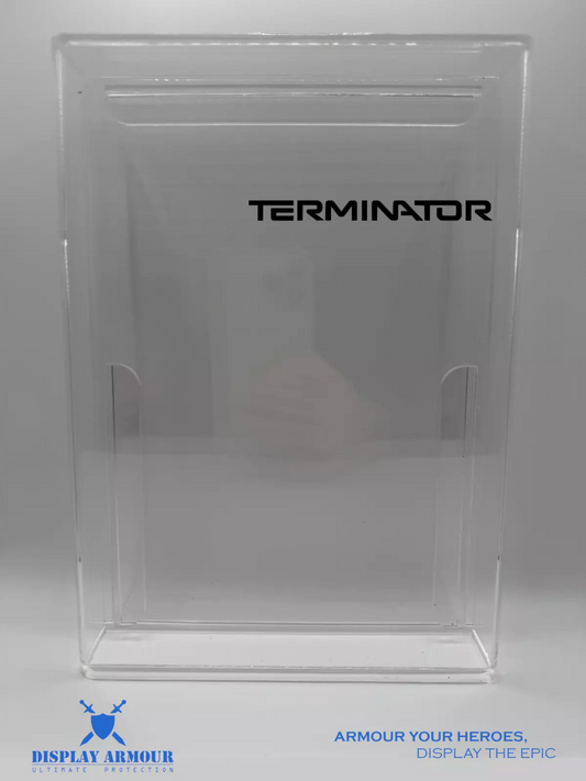 Terminator display case by Display Armour features 4mm thick acrylic, UV protection, and a custom fit for your action figures, ensuring safe, dust-free storage and clear visibility.