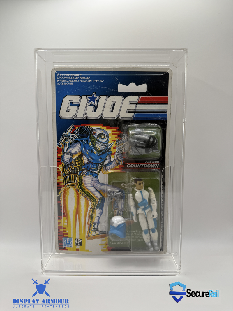 GI Joe European tall card figure protected in Display Armour UV-protected acrylic display case.