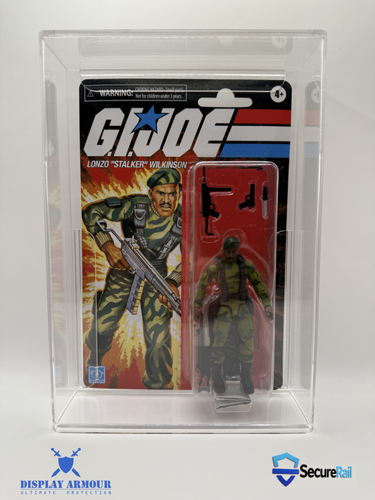 GI Joe Modern figure in Display Armour UV-protected acrylic display case for collectors.