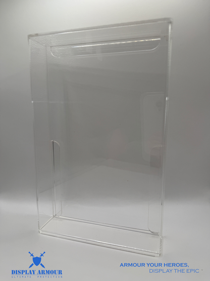 Empty side view of the GI Joe Tall Euro Cards display case by Display Armour, highlighting its clean, minimalistic design with a focus on protection and visibility for GI Joe action figures.