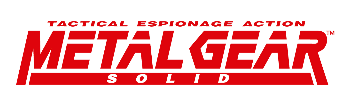 Metal Gear Solid logo with red text on a white background