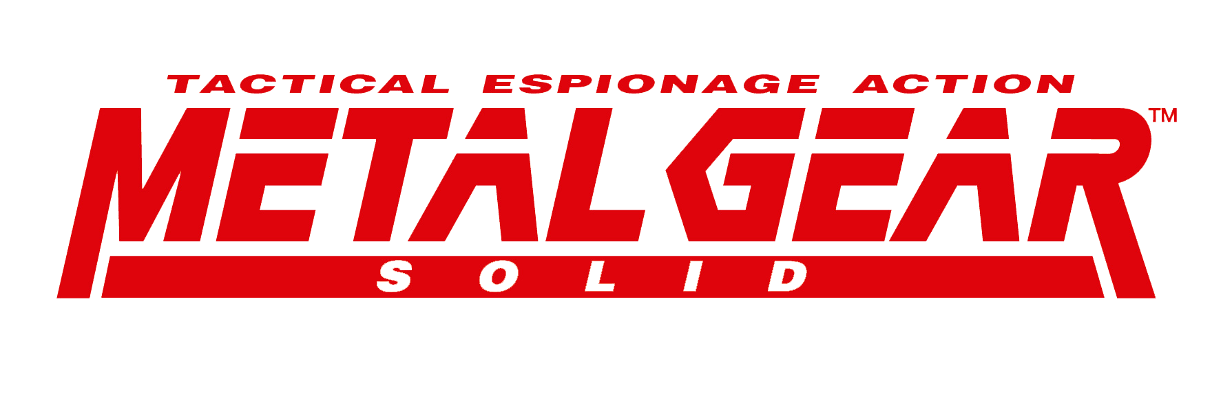 Metal Gear Solid logo with red text on a white background