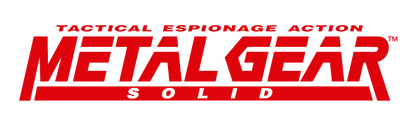 Metal Gear Solid logo with red text on a white background
