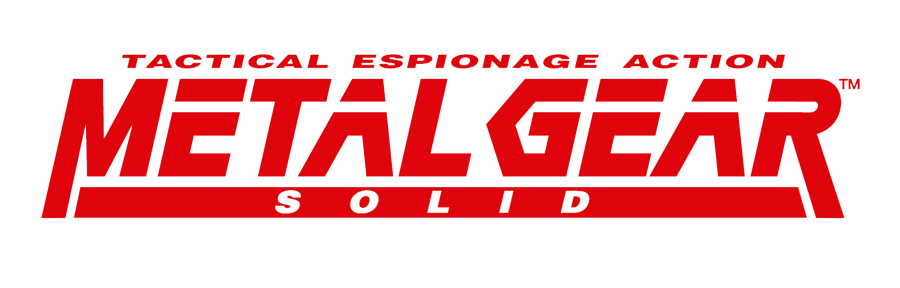 Metal Gear Solid logo with red text on a white background