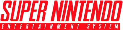 Super Nintendo Entertainment System logo in red on a white background