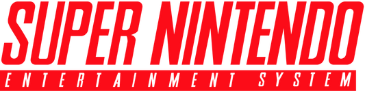 Super Nintendo Entertainment System logo in red on a white background
