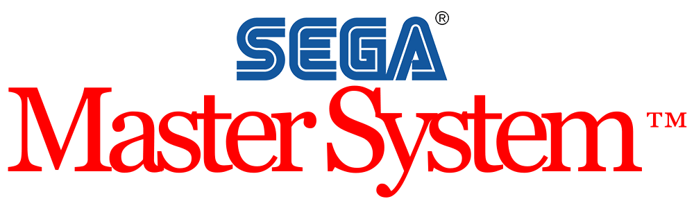 SEGA Master System logo with blue 'SEGA' and red text on a white background