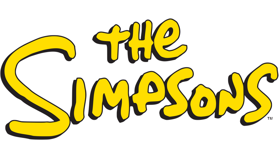 The Simpsons logo in yellow on a white background