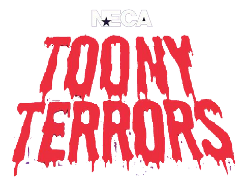 Red text 'Toony Terrors' with NECA logo on a white background
