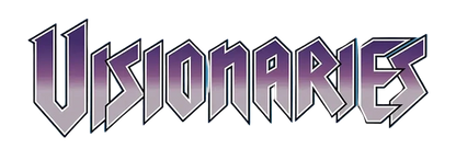Logo of 'Visionaries: Knights of the Magical Light' with a gradient purple and blue color scheme.