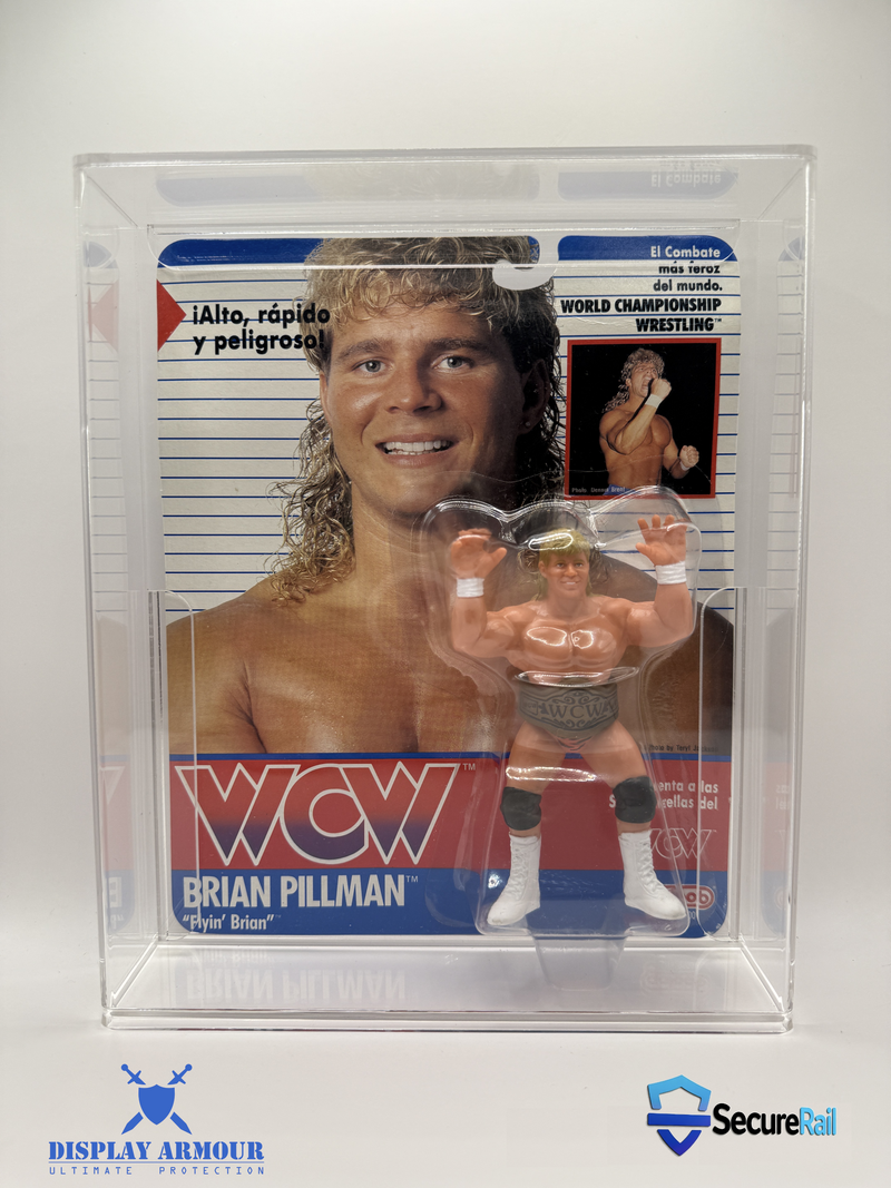 WCW Galoob wrestling figure protected in Display Armour acrylic case with SecureRail™ precision.