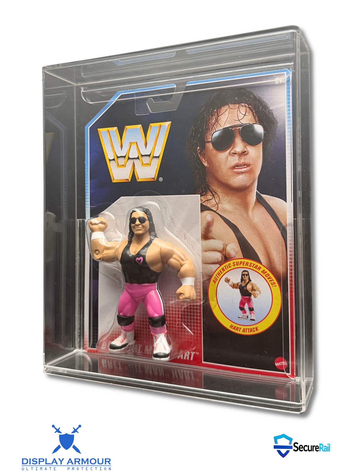 WWE Mattel Retro carded wrestling figure in Display Armour acrylic display case