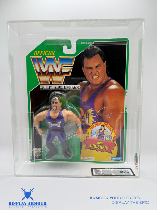 WWF Hasbro Crush Action Figure - Series 11 showcased in Display Armour Case for protection and display