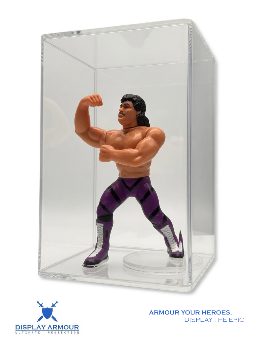 WWF Hasbro loose action figure acrylic display case side view