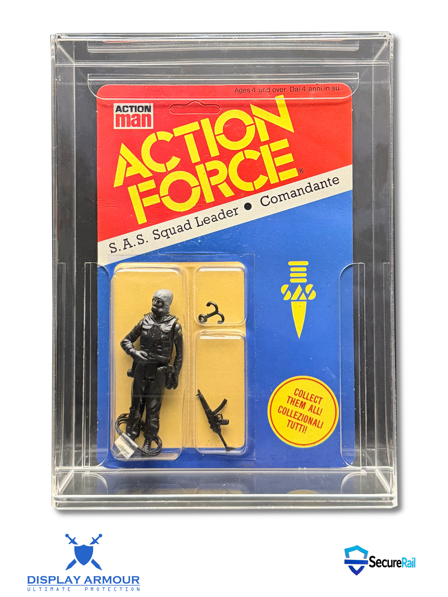 Action Force toy figure packaging with clear display case