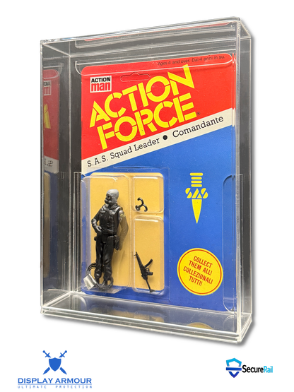 Action Force toy figure packaging with clear display case