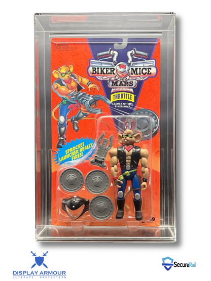 Biker Mice From Mars mint on card figure front view in acrylic display case.