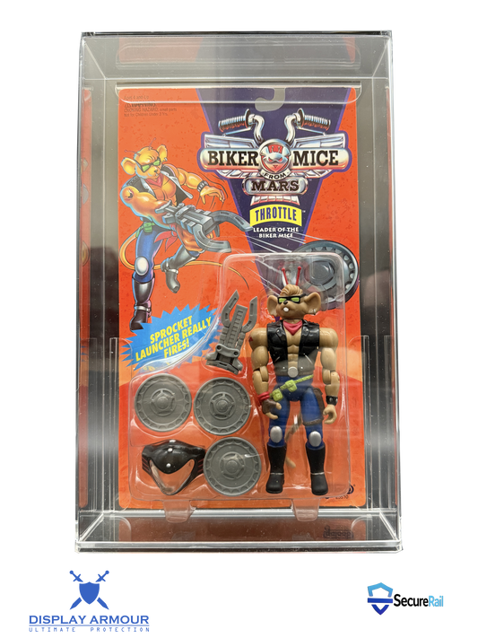Biker Mice from Mars action figure in a clear display case with packaging.